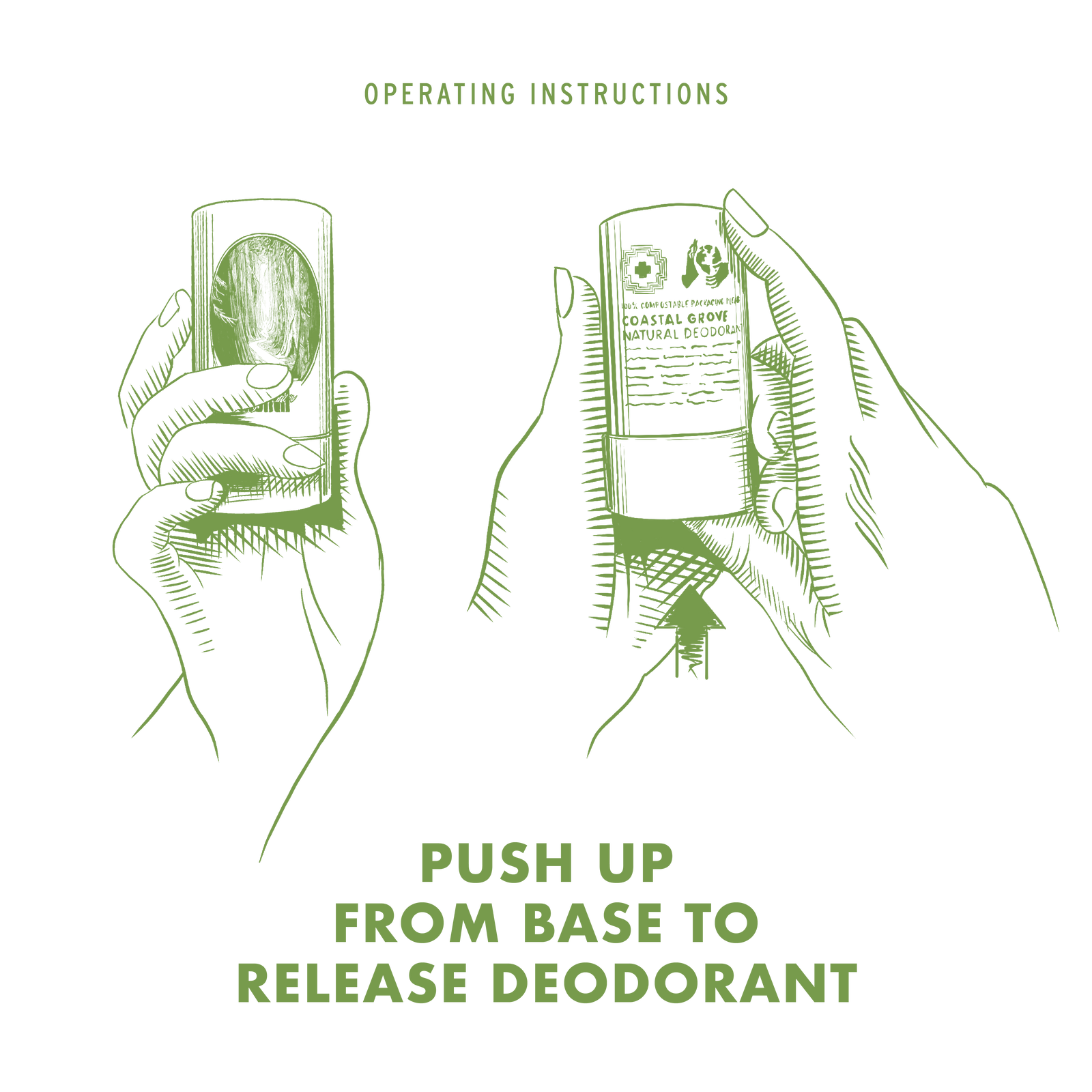 operating instructions for natural deodorant in a paper tube